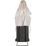 Haunted Hill Farm - Motion-Activated Sitting Tombstone Girl by Tekky, Premium Talking Halloween Animatronic, Plug-In or Battery