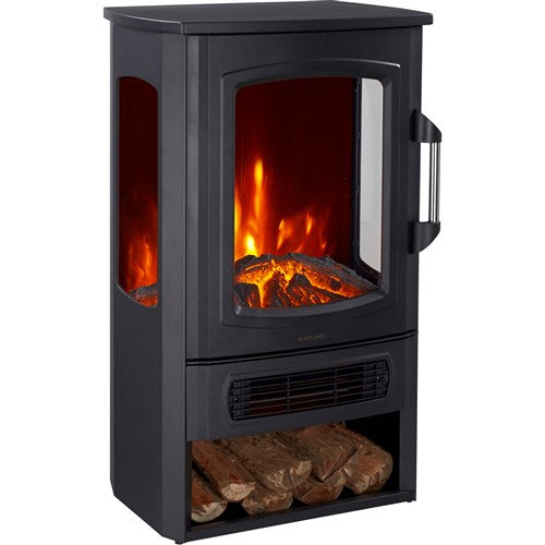 Cambridge - 29"x17.5"x13" Free Standing Fireplace with 3 Glass Panels - Black