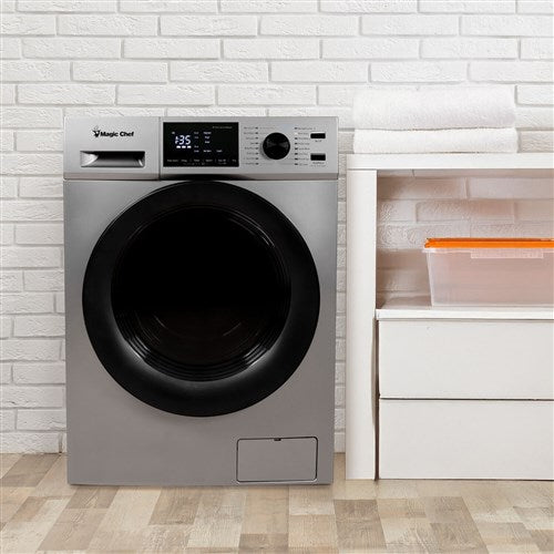 Magic Chef - 2.7 Cu Ft Washer Dryer Combo - Grey - MCSCWD27S5