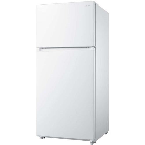 Midea - 18 CF Top Mount Refrigerator, Glass Shelves, Ice Maker Ready, ESTAR - MRT18S3AWW