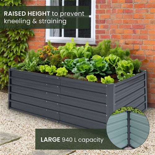 Hanover - Galvanized Steel Raised Rectangle Garden Bed 71"x35"x22" - Grey - HANRECGB-4GRY