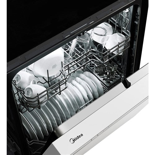 Midea - 24" Front Control Dishwasher, 52 dBA, Hybrid Tub - MDF24P1BWW