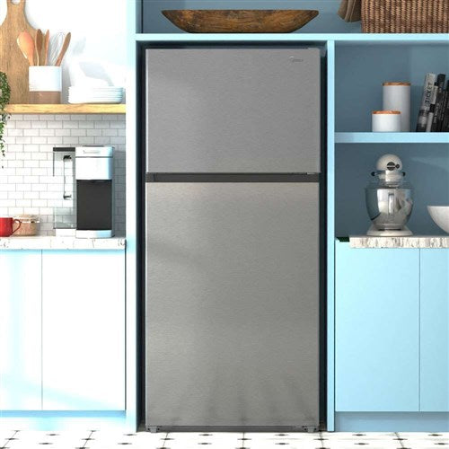 Midea - 18 CF Top Mount Refrigerator, Glass Shelves, Ice Maker Ready, ESTAR - MRT18S3AST