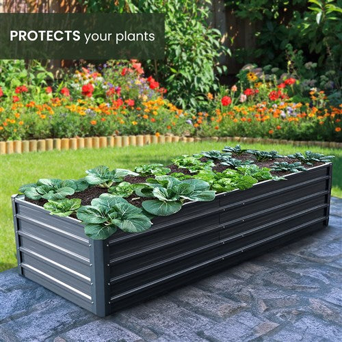 Hanover - Galvanized Steel Raised Rectangle Garden Bed 94"x35"x22" - Grey - HANRECGB-5GRY