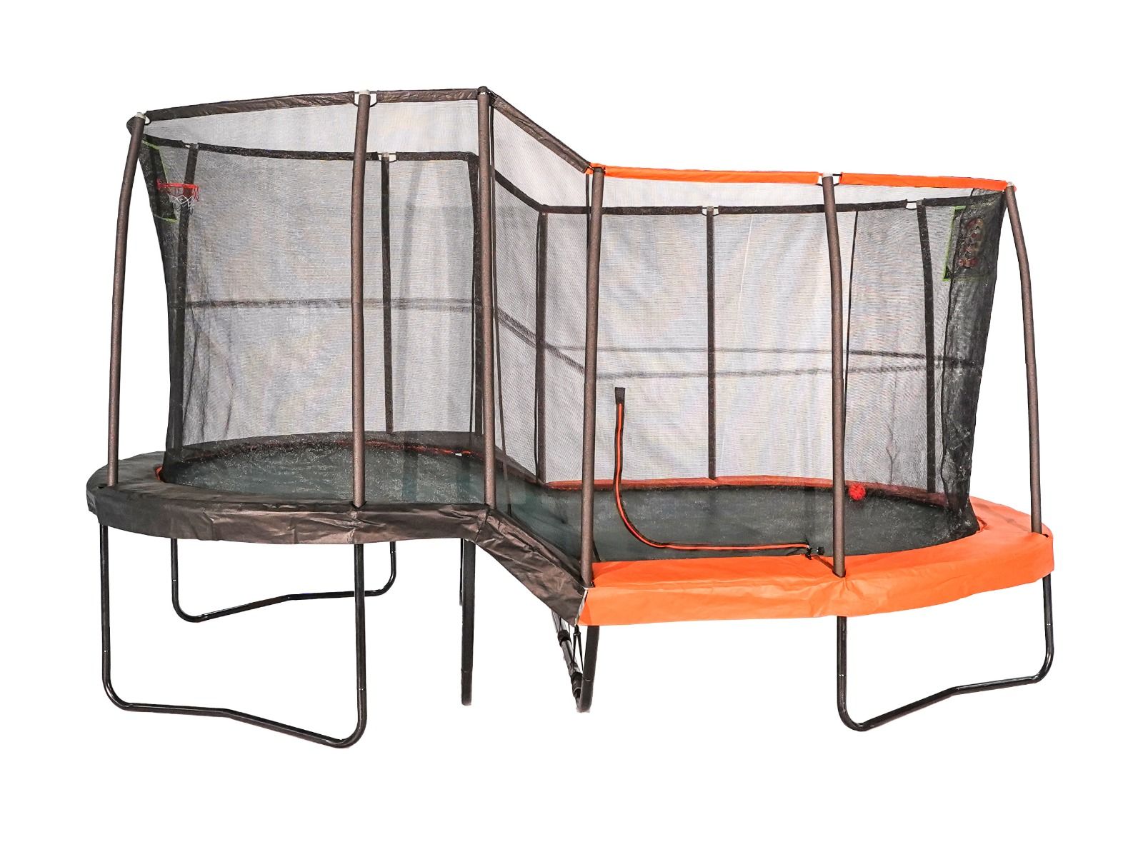 JumpKing - 10’ X 17’ Oval Multi Level Heavy Duty Trampoline With Toss Game And Hoop Accessory - JKLCOV1017C4