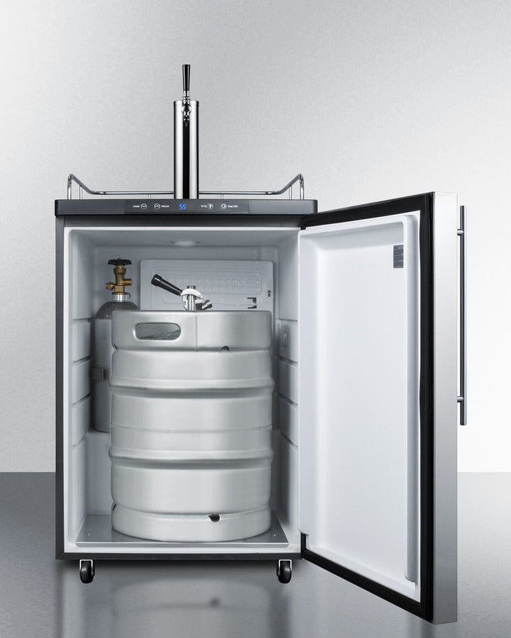 Summit - 24" Built-in Beer Dispenser, Auto Defrost with Stainless Steel Door, Thin Handle and Black Cabinet | SBC635MBI7SSHV
