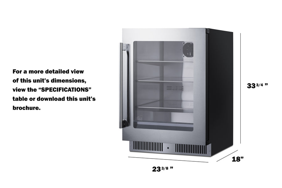 Summit - 24" Wide Built-In Beverage Center, Shallow Depth 18", Right Hand Door - SDHG2443