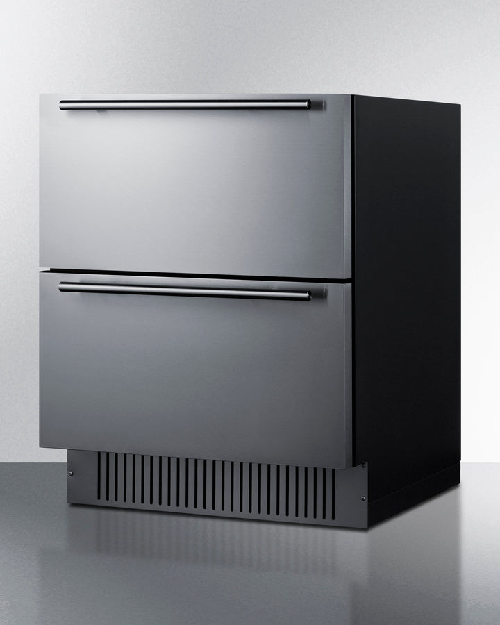 Summit 27-Inch 4.83 cu.ft. 2-Drawer All-Refrigerator, Outdoor Rated - Custom Panel - SPR275OS2DADA