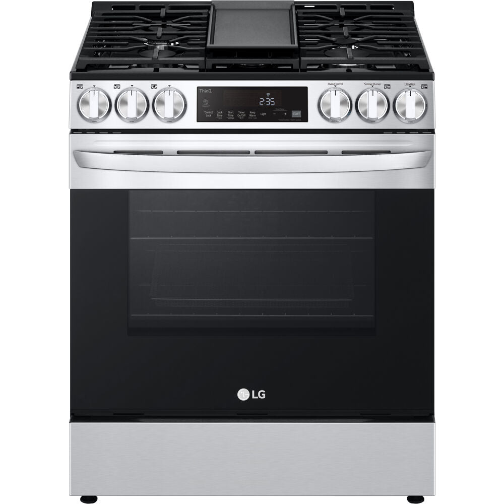 LG - 5.8 CF Gas Single Oven Slide-In Range, Air Fry, Fan Convection, ThinQ - LSGL5833F