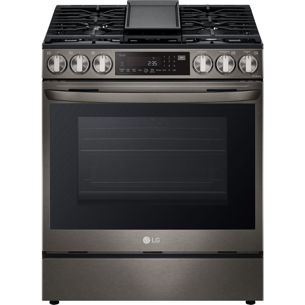 LG - 6.3 CF Gas Single Oven Slide-In Range, Instaview, Air Fry, ProBake,ThinQ - LSGL6335D