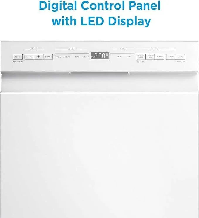 Midea - 18" Front Control Dishwasher, 52dB, 2-Rack, Stainless Tub - MDF18A1AWW