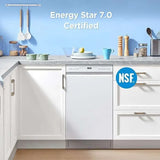 Midea - 18" Front Control Dishwasher, 52dB, 2-Rack, Stainless Tub - MDF18A1AWW