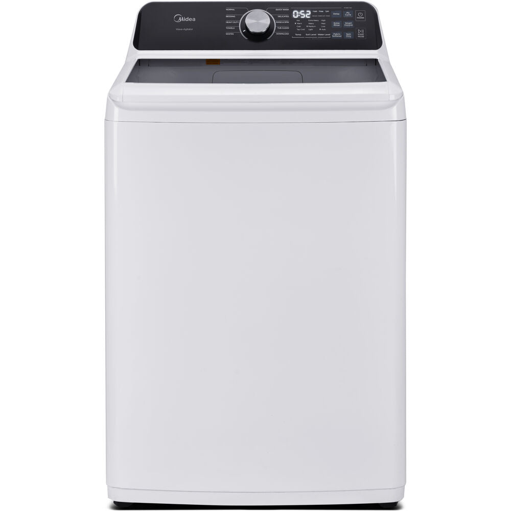 Midea - 4.4 CF Top Load Washer, Agitator, Stainless Tub - MLTW44A4BWW
