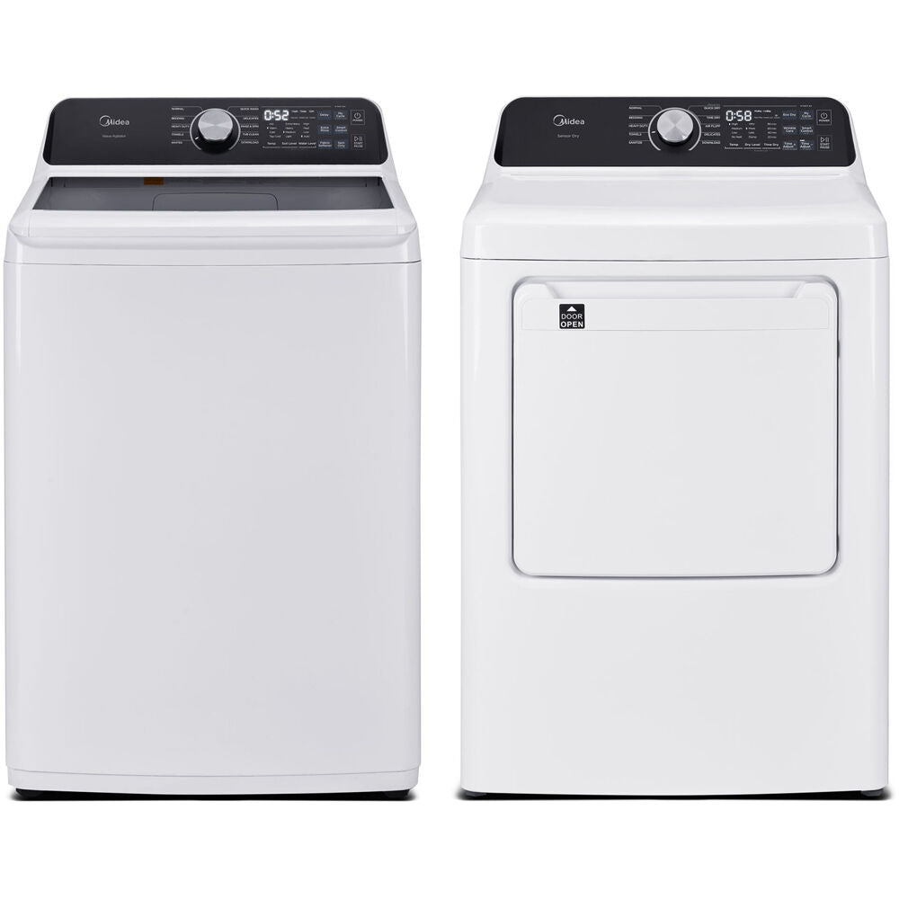 Midea - 4.4 CF Top Load Washer (MLTW44A4BWW) & 7.0 CF Gas Dryer (MLTG45N4BWW) - MLTW44A4BWW-G-KIT