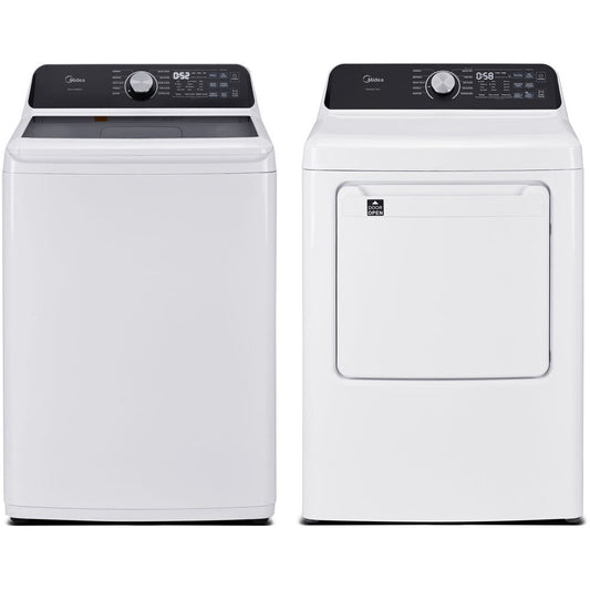 Midea - 4.4 CF Top Load Washer (MLTW44A4BWW) & 7.0 CF Gas Dryer (MLTG45N4BWW) - MLTW44A4BWW-G-KIT