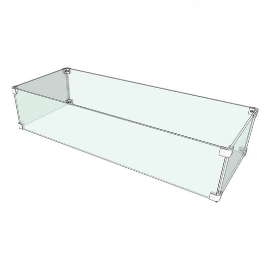 The Outdoor Plus - 16" x 106" X 8" Rectangular Glass Wind Guard ¼" - Tempered Glass with Polished Edges - OPT-WG-10616