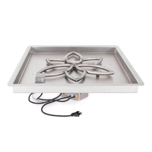 The Outdoor Plus - 18" x 18" Square Drop-in Pan & 12" Lotus Stainless Steel Burner - NG, LP - OPT-PBSLF18E110