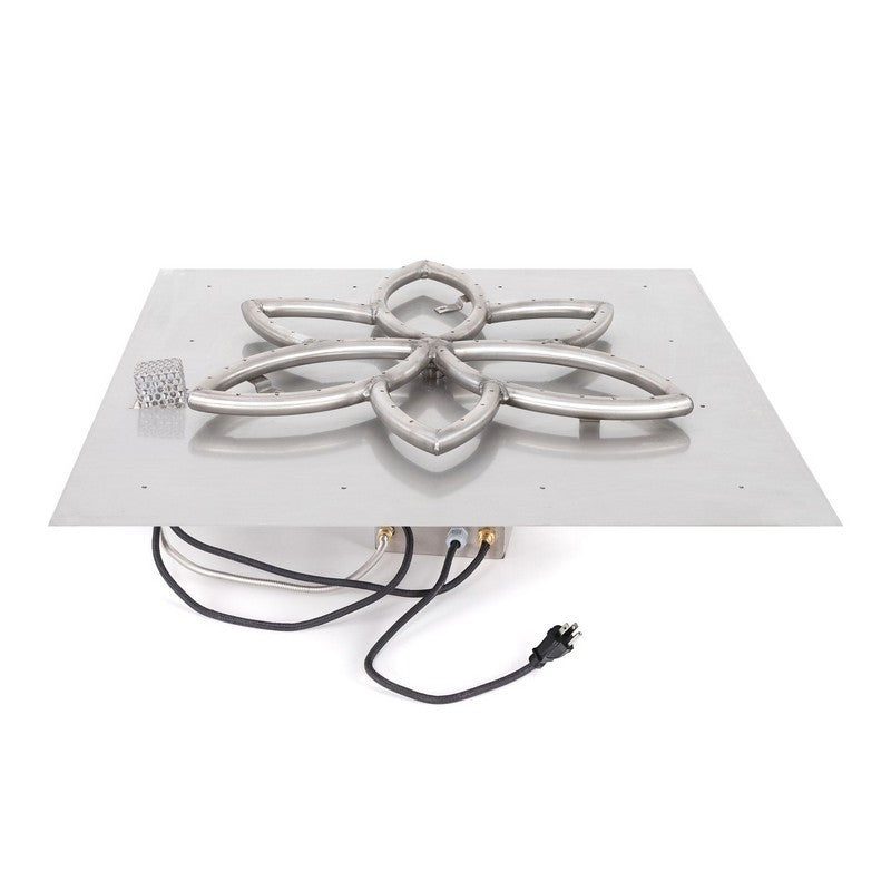 The Outdoor Plus - 30" x 30" Square Flat Pan & 24" Lotus Stainless Steel Burner - NG, LP - OPT-FSLB30E110