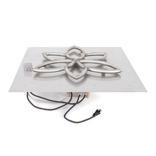 The Outdoor Plus - 24" x 24" Square Flat Pan & 18" Lotus Stainless Steel Burner - NG, LP - OPT-FSLB24E110