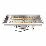 The Outdoor Plus - 48 Inch Rectangular Drop-In Pan and 36 Inch Brass Bullet H-Burner Kit - 12V Electronic Ignition  - OPT-BP1248RDE12