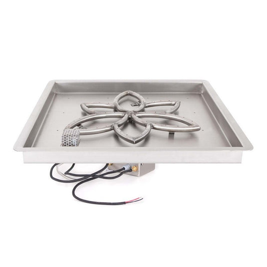The Outdoor Plus - 18" x 18" Square Drop-in Pan & 12" Lotus Stainless Steel Burner - NG, LP - OPT-PBSLF18E12