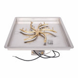 The Outdoor Plus - 24"x24" Square Drop-in Pan and 18" Brass Triple 'S' Bullet Burner - NG, LP - OPT-BP24SDE12