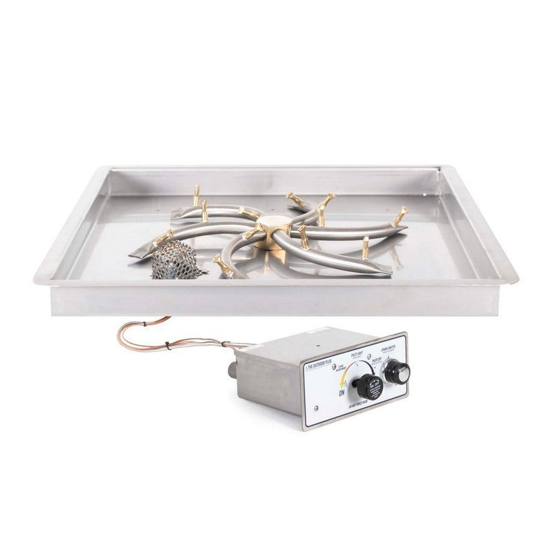 The Outdoor Plus - 18"x18" Square Drop-in Pan and 12" SS Square Bullet Burner - NG, LP - OPT-BP18SQDSS
