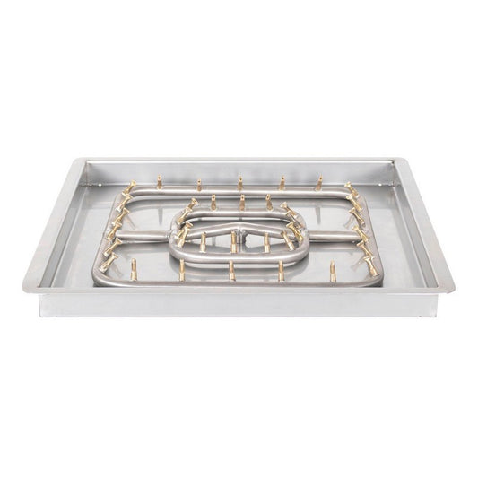 The Outdoor Plus - 18"x18" Square Drop-in Pan and 12" SS Square Bullet Burner - NG, LP - OPT-BP18SQDSSE110