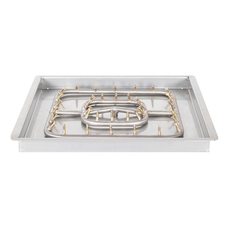 The Outdoor Plus - 24"x24" Square Drop-in Pan and 18" SS Square Bullet Burner - NG, LP - OPT-BP24SQDSSE110