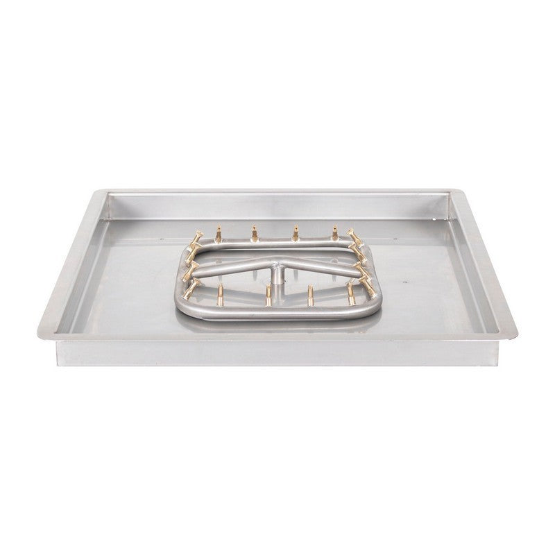 The Outdoor Plus - 18"x18" Square Drop-in Pan and 12" SS Square Bullet Burner - NG, LP - OPT-BP18SQDSS