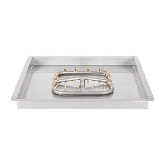 The Outdoor Plus - 24"x24" Square Drop-in Pan and 18" SS Square Bullet Burner - NG, LP - OPT-BP24SQDSS