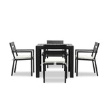 Harmonia Living - Pacifica Classic 4 Seat Square Dining Set - Black | PAC-BK-SET510