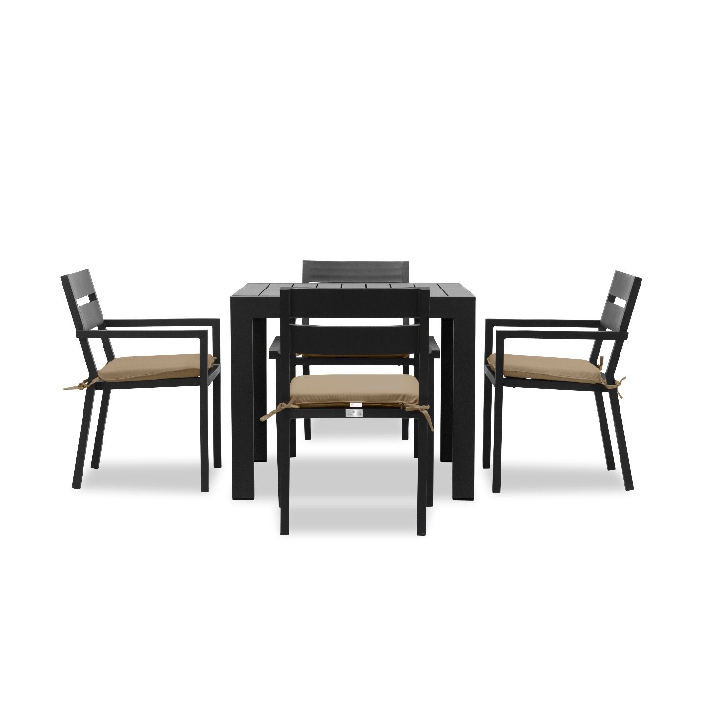 Harmonia Living - Pacifica Classic 4 Seat Square Dining Set - Black | PAC-BK-SET510