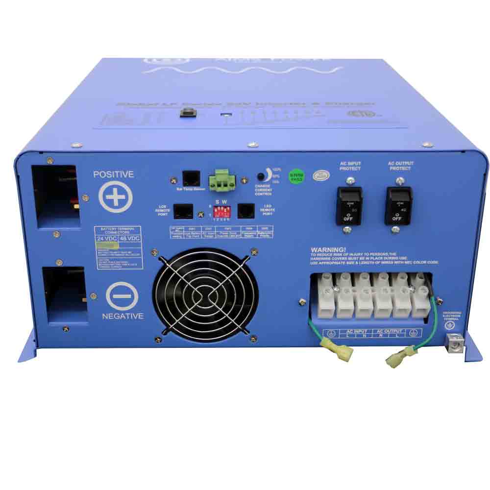Aims Power - 4000 Watt Pure Sine Inverter Charger ETL Listed to UL 458 - 24 VDC 120 VAC 50/60Hz - PICOGLF4024120UL