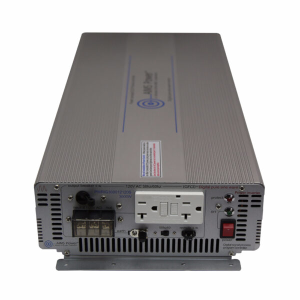 Aims Power - 3000 Watt Pure Sine Power Inverter - Industrial Grade - 12 VDC 120 VAC 50/60Hz - PWRIG300012120S