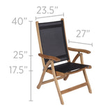 Royal Teak Collection Gray Florida Sling Adjustable Arm Dining Chair – FLGR
