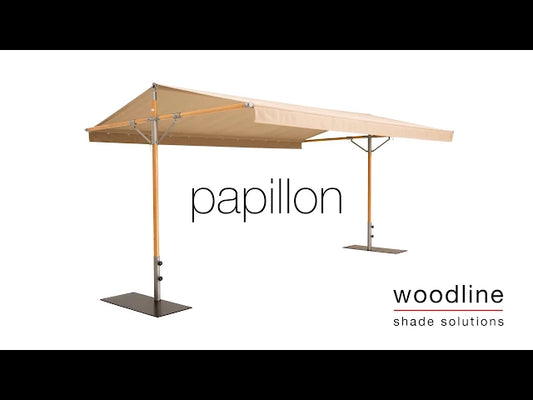 Woodline - 10’ x 15’ Papillon Rectangular Cabana with Stainless Steel Glass Beaded/Marine Polish & Eucalyptus Poles - PA346REE