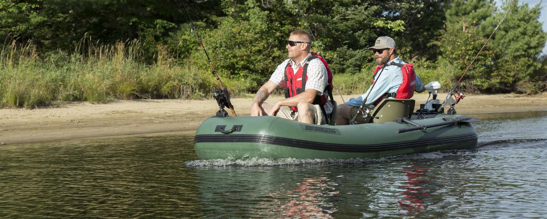 SeaEagle Frameless Pontoon Boat Packages Sea Eagle - 4 Person 10'1" Green Stealth Stalker 10 Inflatable Frameless Fishing Boat Package ( STS10K_P )