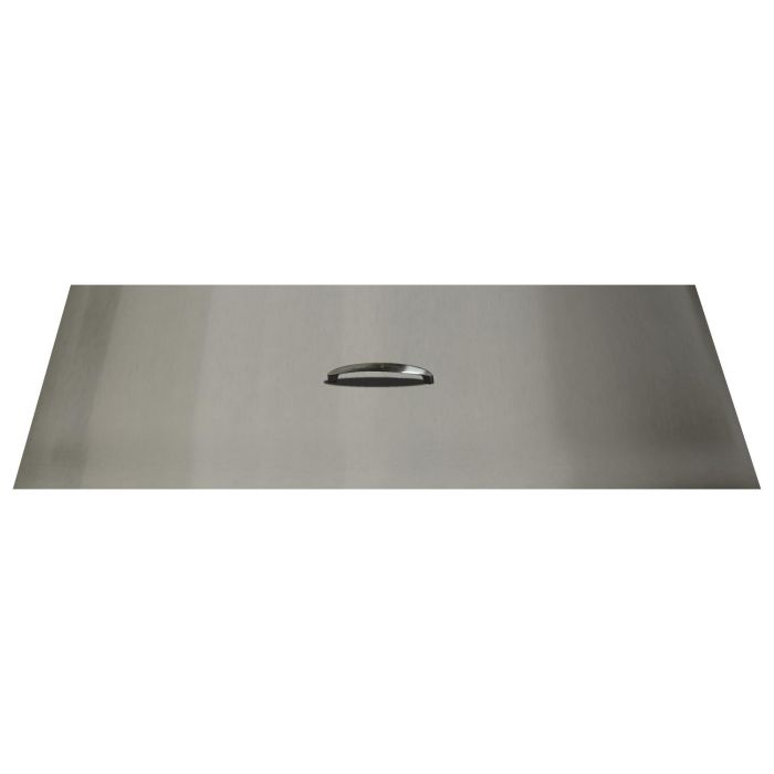The Outdoor Plus - 16" x 28" Rectangular Stainless Steel Cover - Stainless Steel Handle - OPT-RC1628