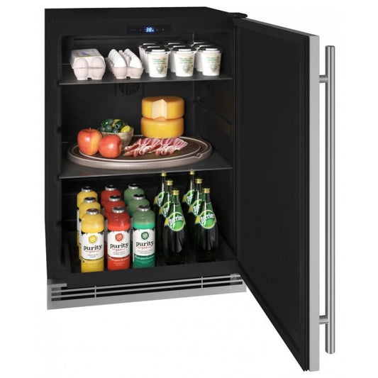 U-Line | Solid Refrigerator 24" Reversible Hinge Integrated Solid 115v BrightShield | 1 Class | UHRE124-IS81A