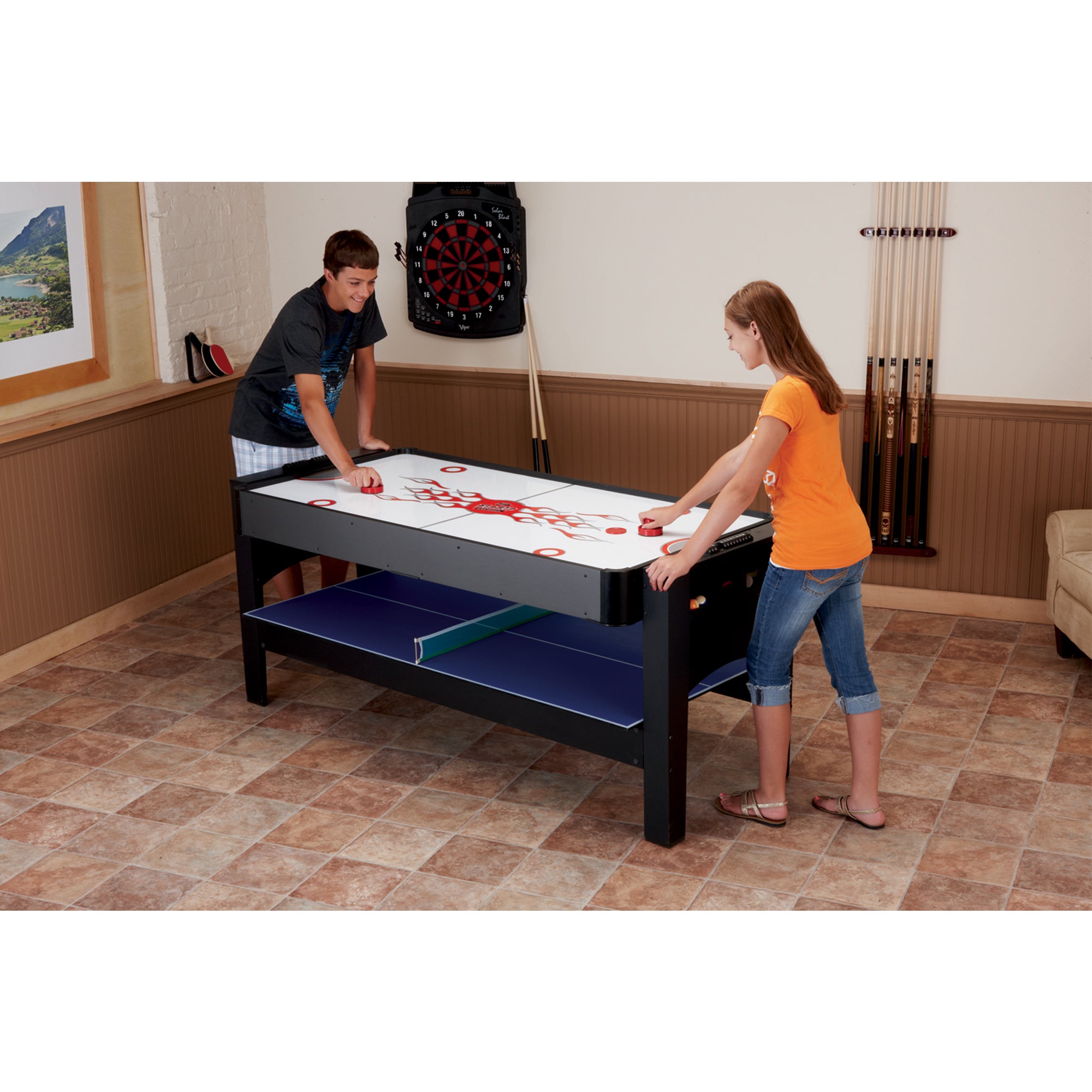 Fat Cat - 6' - 3-in-1 Flip Multi-Game Table - Blue Top - 64-1051