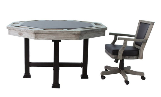"The Urban" 3 in 1 Table - Octagon 48" w/Bumper Pool with SLATE bed in Silver Mist  (CHAIR SOLD SEPARATELY)  | URB-48-SIL