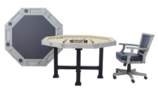 "The Urban" 3 in 1 Table - Octagon 48" w/Bumper Pool with SLATE bed in Silver Mist | URB-48-SIL