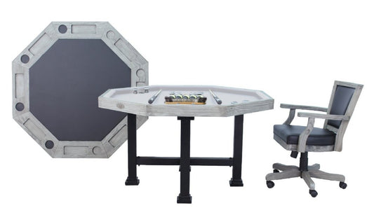 "The Urban" 3 in 1 Table - Octagon 54" w/Bumper Pool with SLATE bed in Silver Mist | URB-54-SIL