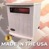 Original SUNHEAT Made in the USA Infrared Heater – USA1500-M White Painted Wood