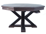 "The Weathered" 3 in 1 Table - Octagon 54" w/Bumper Pool with SLATE bed in Black Oak | WEA-54-BLK