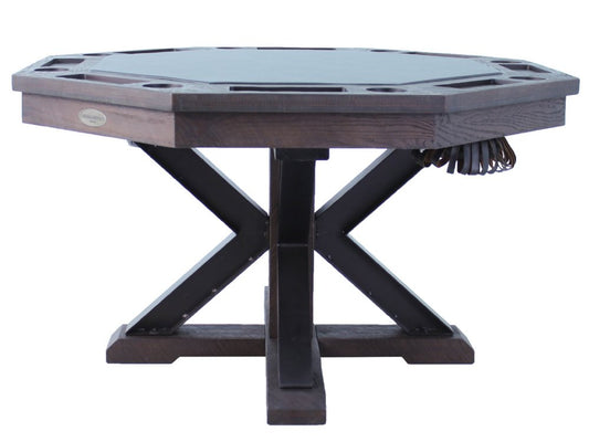 "The Weathered" 3 in 1 Table - Octagon 48" w/Bumper Pool with SLATE bed in Black Oak  (CHAIR SOLD SEPARATELY) | WEA-48-BLK