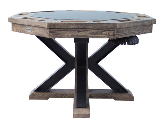 "The Weathered" 3 in 1 Table - Octagon 48" w/Bumper Pool with SLATE bed in Desert Sand | WEA-48-DS