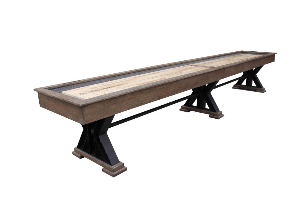 The Weathered" Shuffleboard Table in Black Oak/Desert Sand - available in 12, 14, 16, 18, 20 & 22 foot