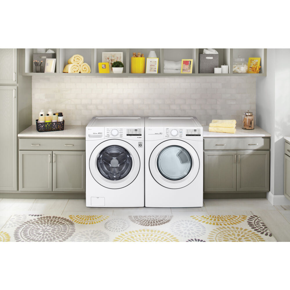 LG - 4.5 CF Front Load Washer (WM3400CW) & 7.4 CF Gas Dryer (DLG3401W) - WM3400CW-G-KIT